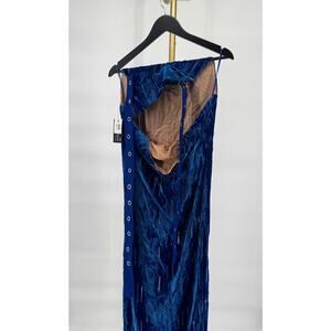 Off-White Women's Blue Velvet Shibori Belt Long Dress Sz 38 (MSRP: $2,239)